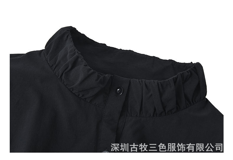 Stand-Up Collar Single-Breasted Plus Size Shirt Dress  Midi Dress