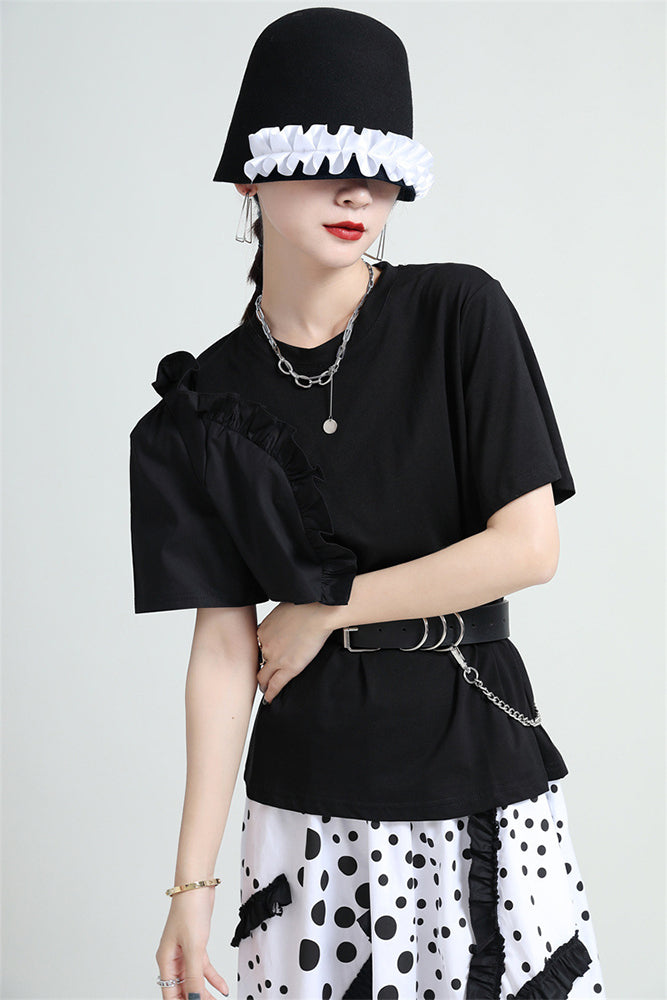 Solid Color Loose Round Neck Short Sleeve T-Shirt