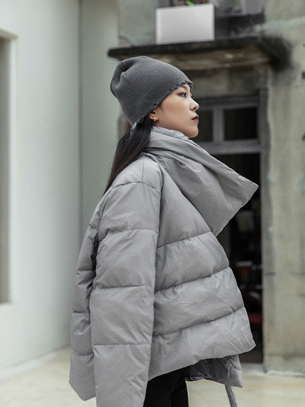 Simple  Solid Color High-Neck Down Jacket