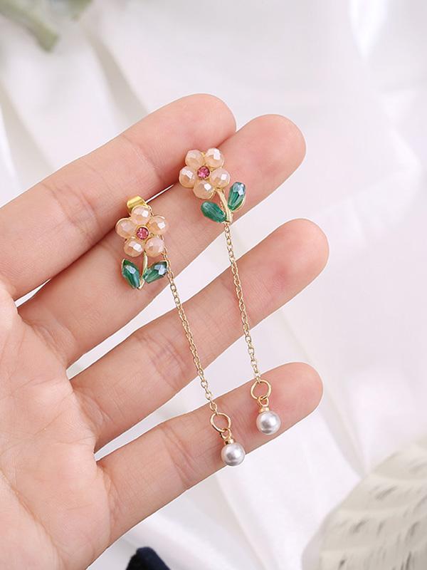 Simple Flower Tasseled Long Earrings