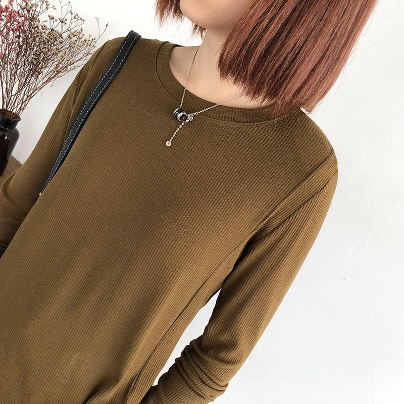 Solid Color Loose Top Slit T-Shirt