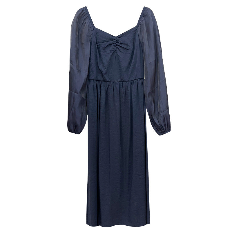 Retro Splicing Backless Midi Dress