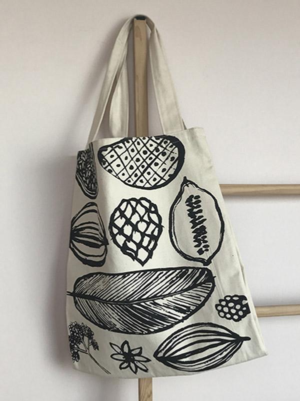 Simple Printed Big Leaf Canvas Bag