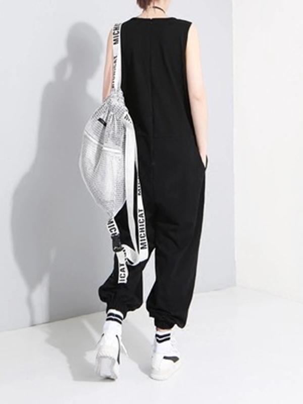 Loose Sleeveless Striped Jumpsuits