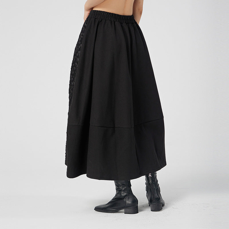 Retro Splicing Solid Color Skirt