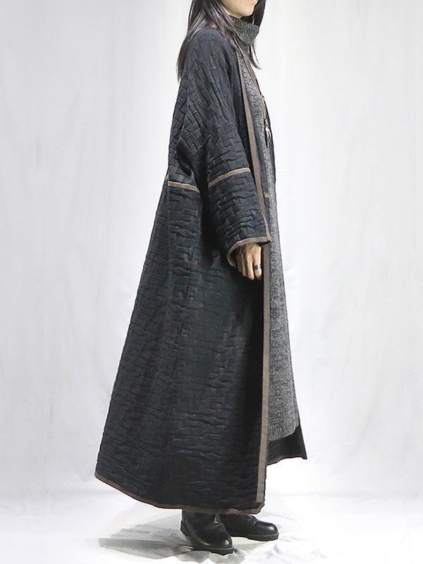 Contrast Color Pleated Long Coat