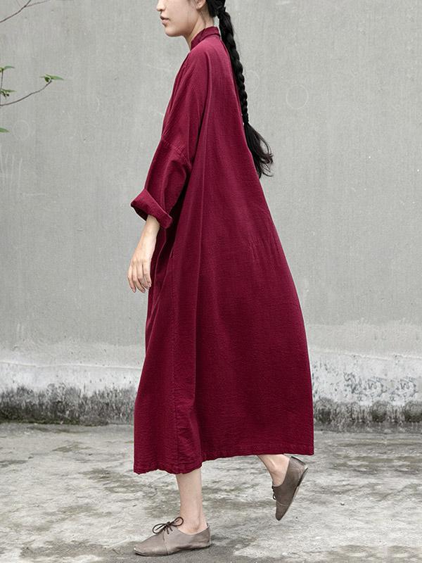 Loose Solid Color Comfortable Midi Dress