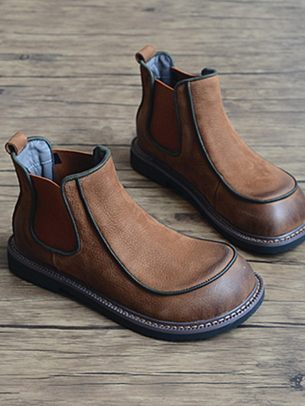 Simple Low-Heeled Round Toe Martin Boots