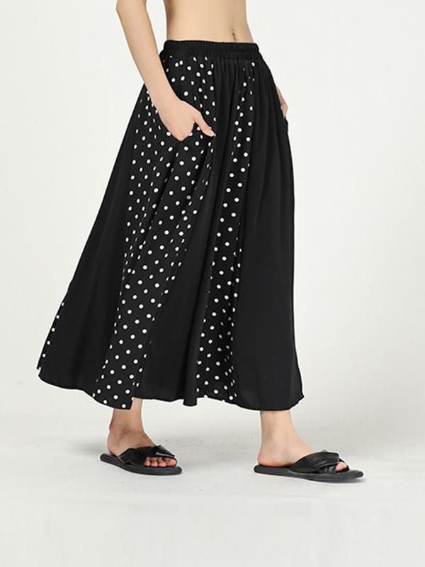 Pleated Cropped Splicing Polka-Dot Skirt