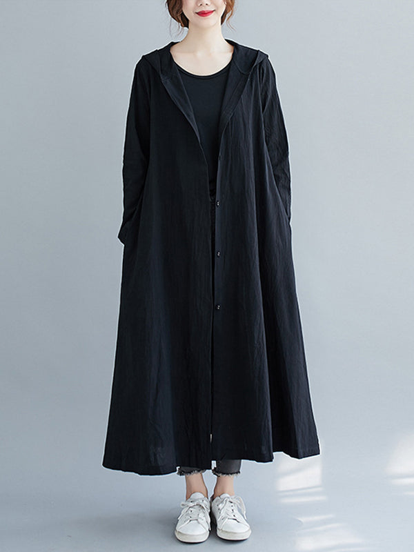 Skinny Hooded Cardigan Trench Coat Outwear