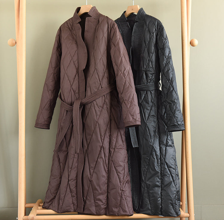 Leisure Rhombus Long Down Coat