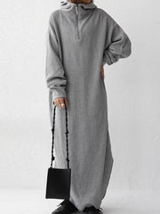 Hooded Irregular Zipper Maxi Dress