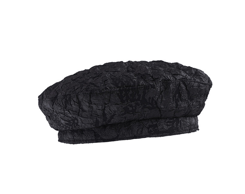 Classic Solid Color Pleated Embroidered Beret