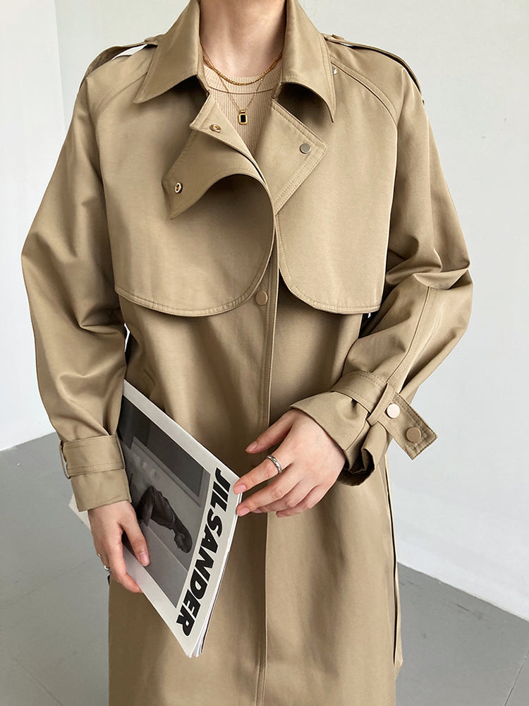 Casual Mid-Length Coat With Belt