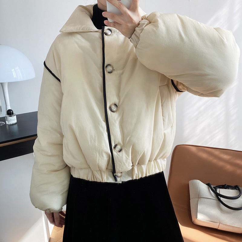 Loose Color-Block Thick Coat