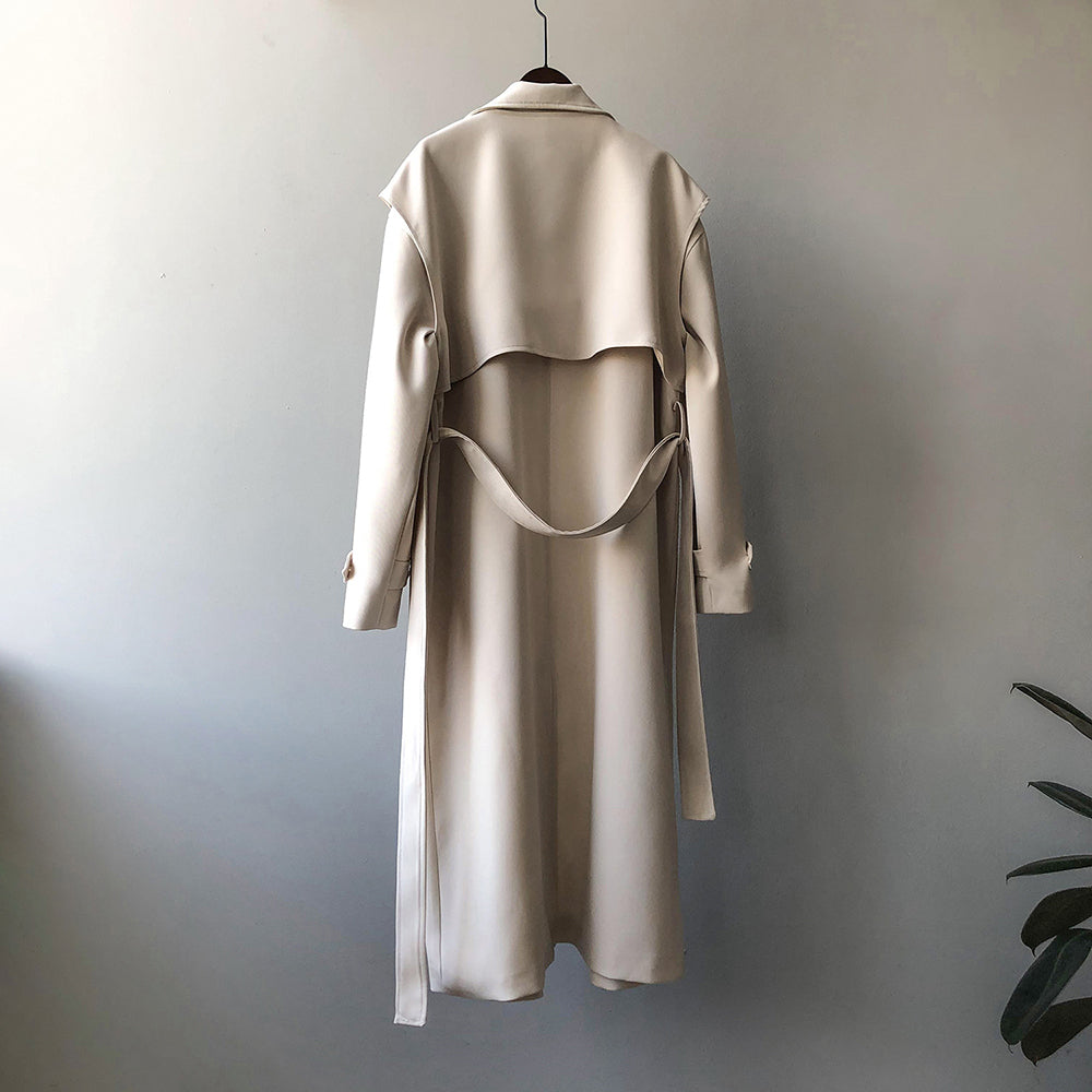 Windbreaker 2-Piece Suit Temperament Loose Belted Jacket
