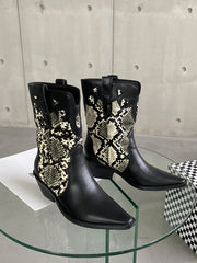 Totem Cowboy Boots Pointed Toe Motorcycle Boots