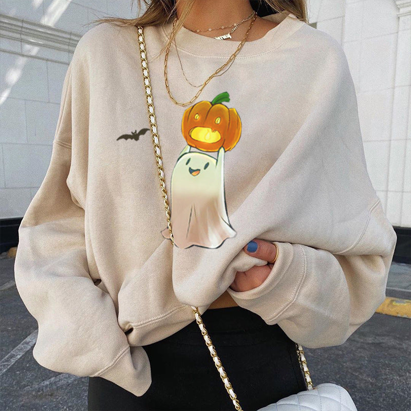 Retro Printed Halloween Sweatshirt