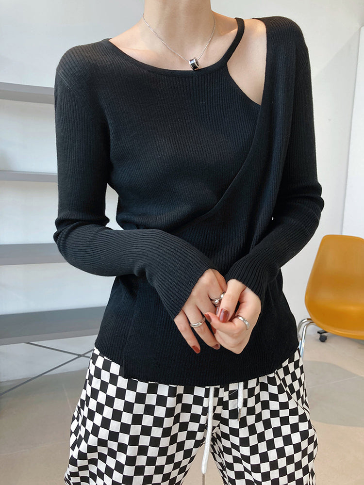 Hollow Strapless Halterneck Chic Knitted Sweatertop