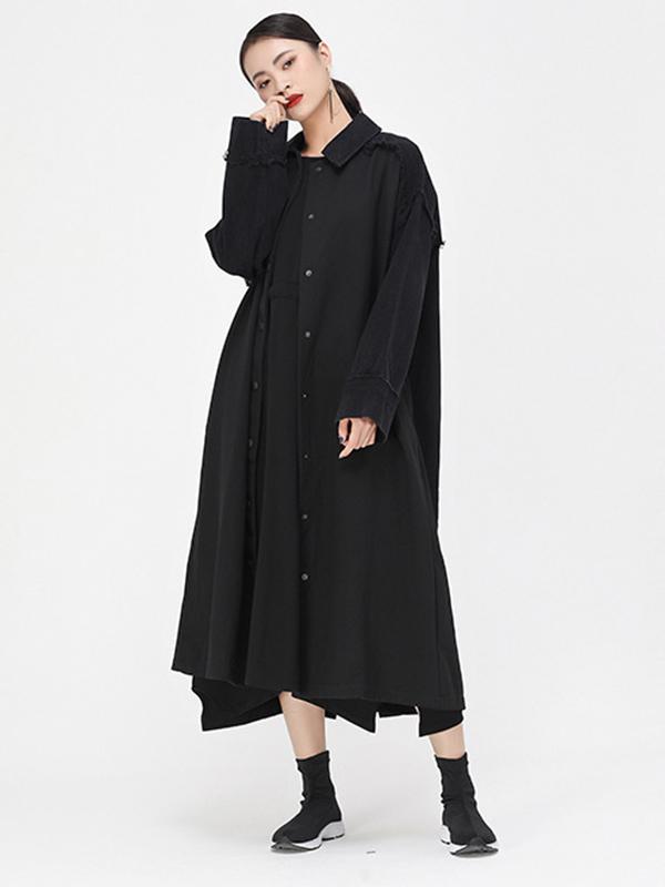 Casual Plaid Split-Joint  Long Shirt Dress