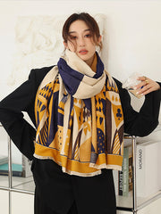 Retro Printed Reversible Warmer Scarf&Shawls