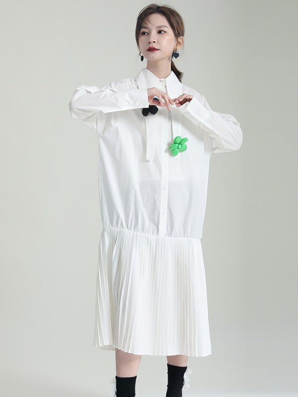 Original  Irregular Shirt Dress Pleated Dress Midi Dress