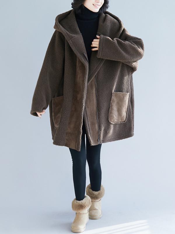 Loose Wool Hooded Coat