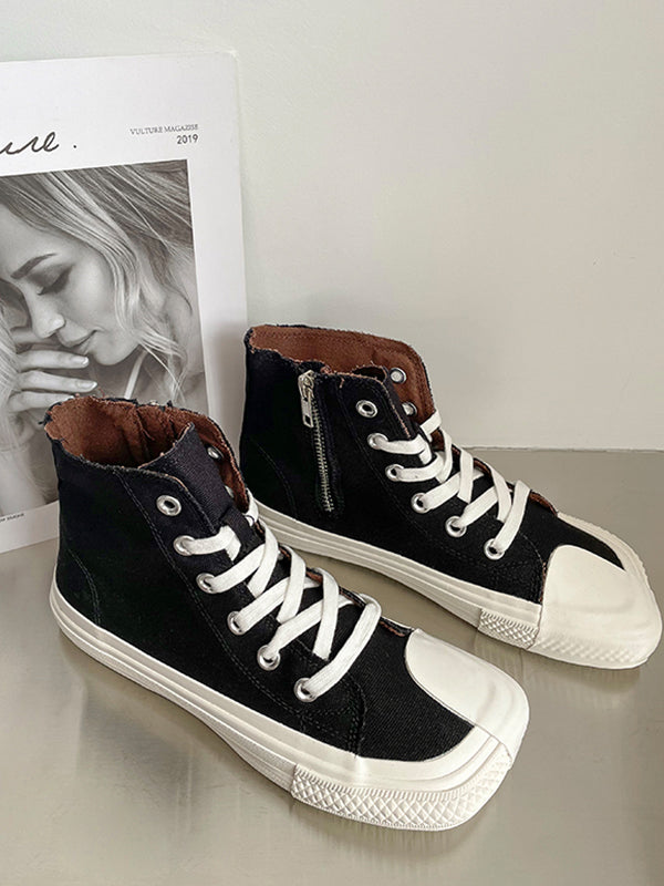 High-Top Breathable Flat Canvas Shoes