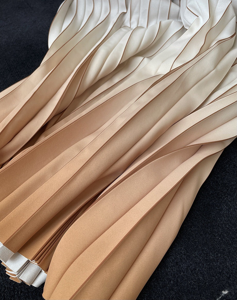 High Waisted Pleated Gradient Skirt