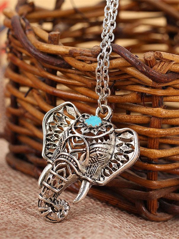 Vintage Hollow Elephant Pattern Necklaces