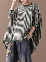 Round-Neck Striped Knitting Pullover Sweater