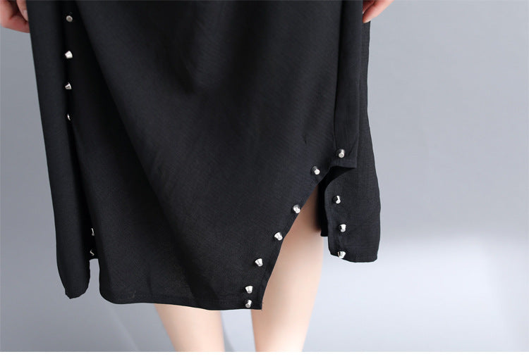 Women V-Neck Slim Loose Dress