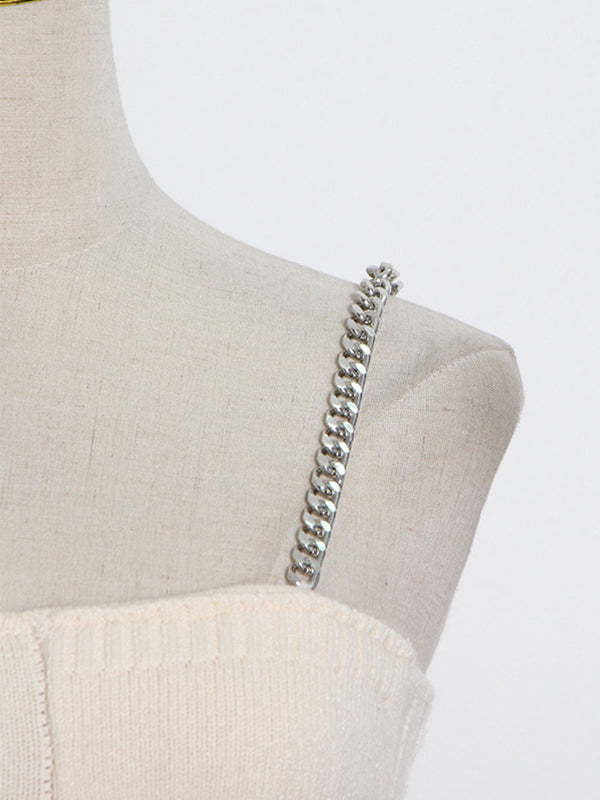 Chain Sling Vest Solid Color Knit Two Piece Set