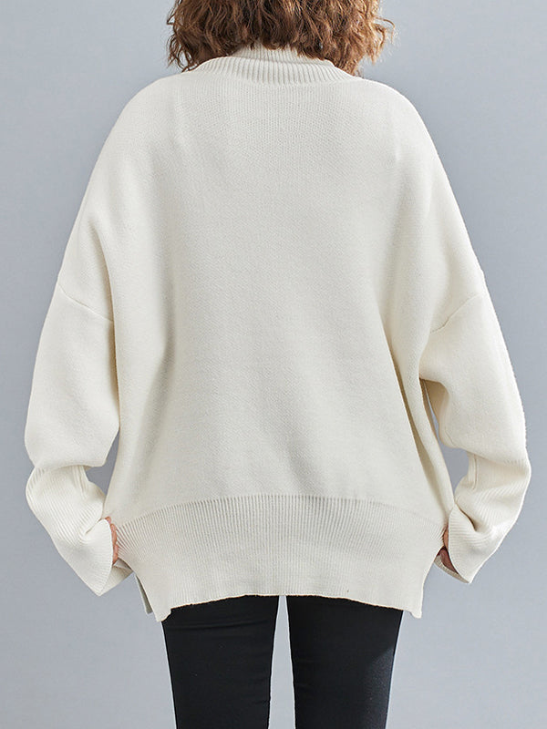 Women High Neck Loose Warm Sweater