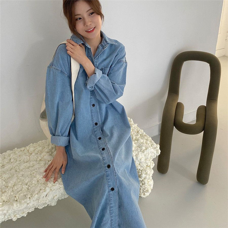 Casual Denim Dress With Side Slits