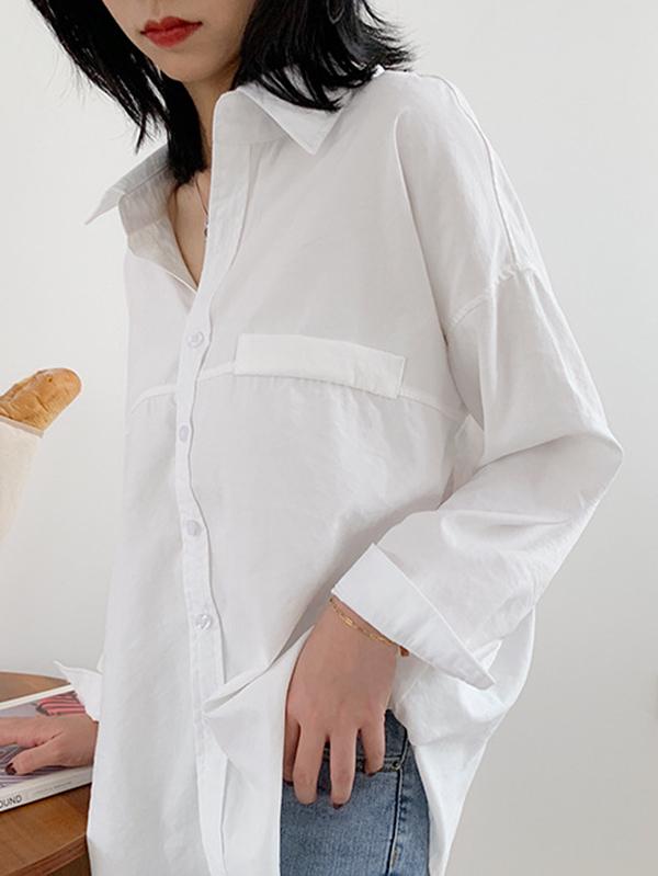 Casual Solid Split-Joint Shirt