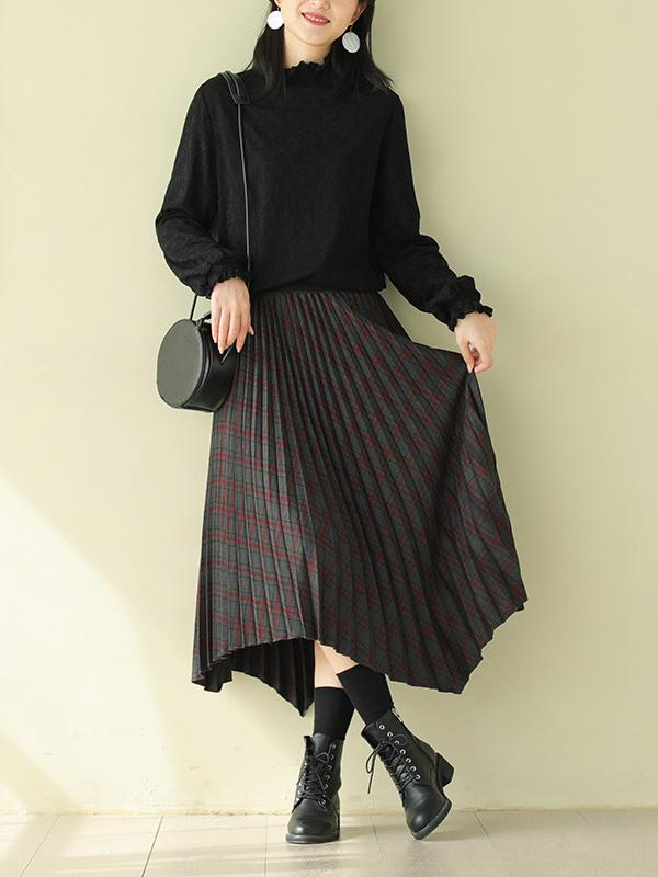 Vintage Cropped Plaid Pleated Skirt