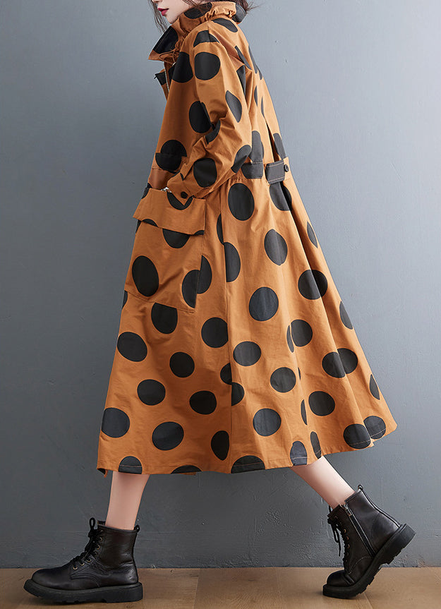 Loose Polka Dot Print Mid-Length Coat