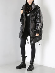 Women Hooded Irregular Thick Casual Coat