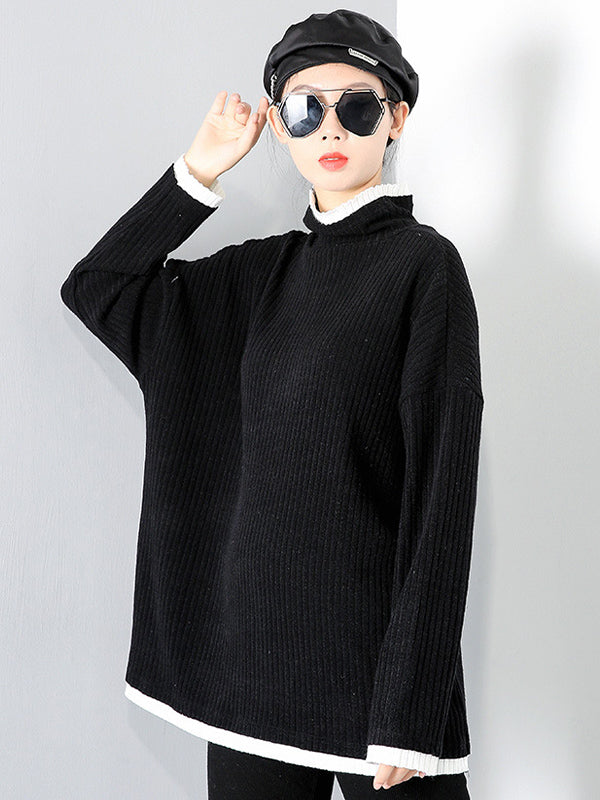 Women High Neck Pullover Casual Sweater