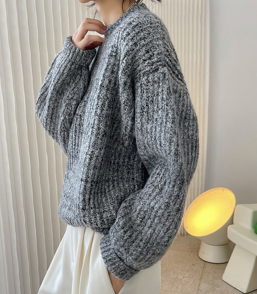 Retro Round Neck Loose Sweater