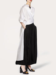 Loose Split-Side Urban Long White Shirt