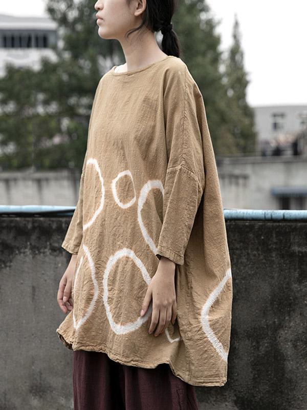 Loose Tie-Dyed Long-Sleeve Round Neck T-Shirt