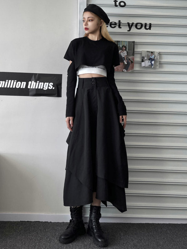 Original Irregular Black Loose Empire A-Line Skirt