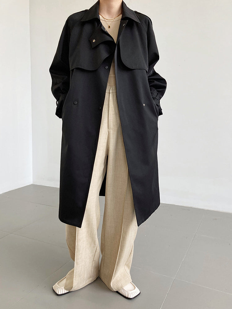 Casual Mid-Length Coat With Belt