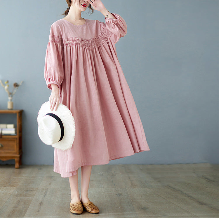 Loose Solid Color Midi Dress