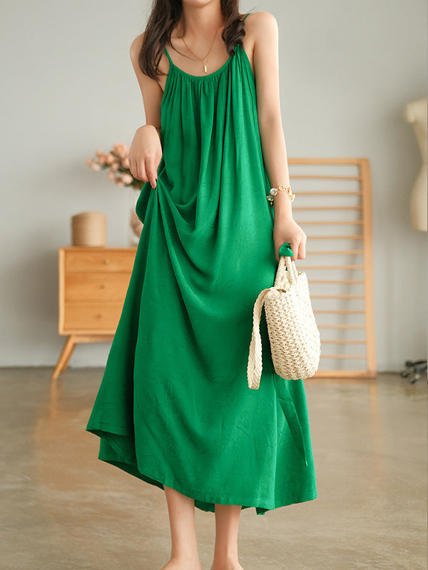 Simple Solid Color Sling Thin Sleeveless Dress