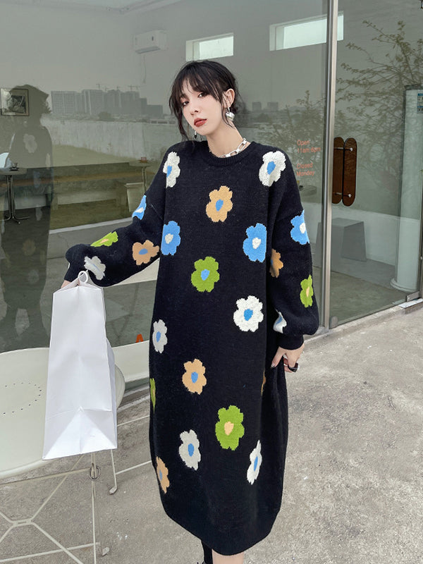 Padded Long Loose-Fitting Floral Dress