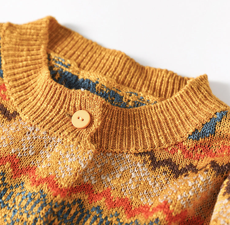Printed Long Sleeve Knitted Outerwear