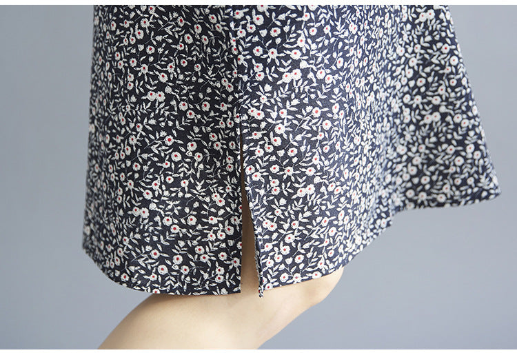 Retro Printd Short Sleeve Midi Dress